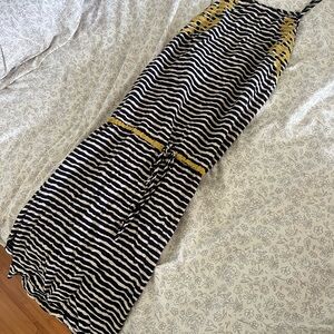THML -Striped Black and White Dress with Yellow Accents